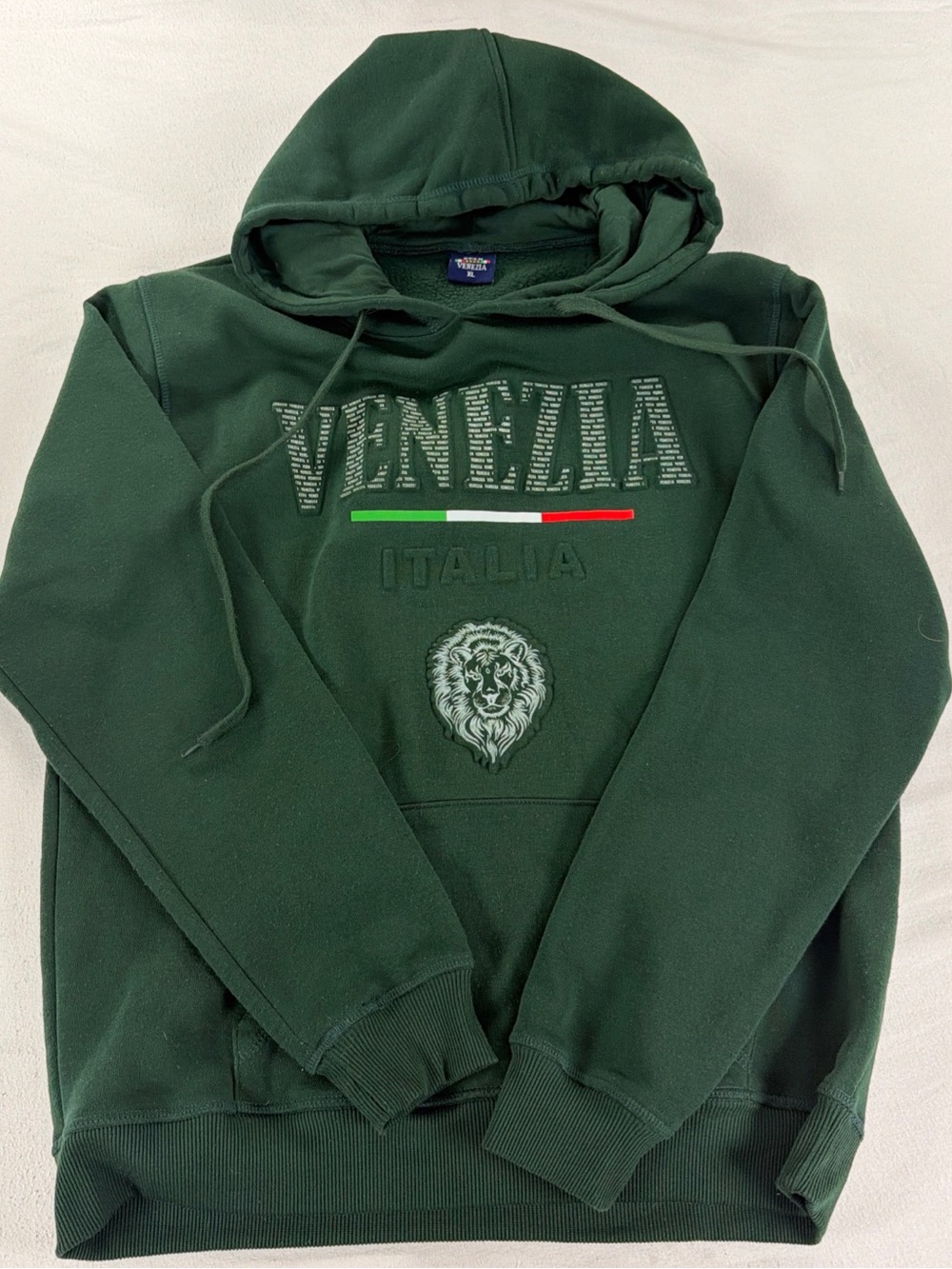 & Other Stories Dark Green Venezia Hoodie with Red White & Green Accents